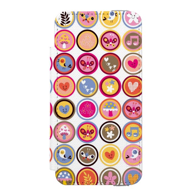 Coque Portefeuille Incipio Pour iPhone fleurs mignonnes, oiseaux, motif de coeurs (Folio Devant)