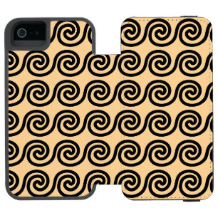 Coque-portefeuille iPhone 5 Incipio Watson™ Grec Meander Key Waves Motif Brown
