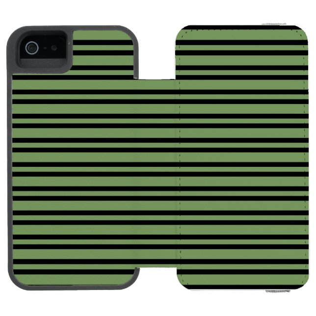 Coque Portefeuille Incipio Pour iPhone Green Black Stripes Pattern (Folio Ouvert)