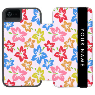 Coque-portefeuille iPhone 5 Incipio Watson™ Hibiscus Coloré, Motif De Fleurs, Votre Nom