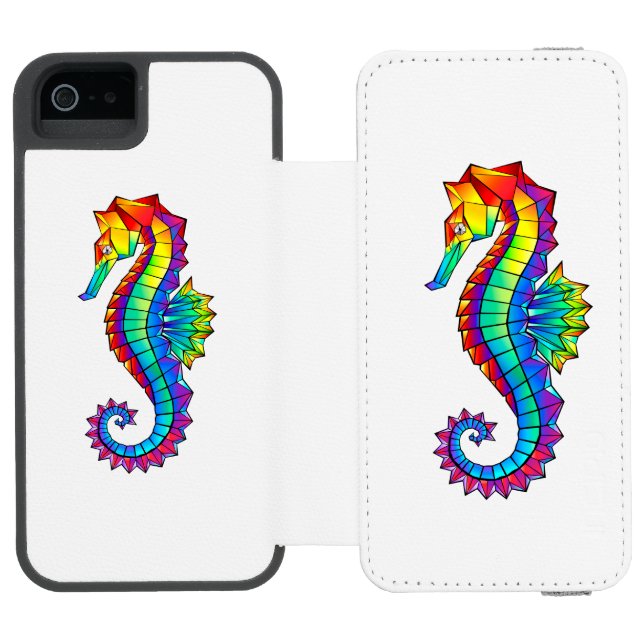Coque Portefeuille Incipio Pour iPhone Hippocampe polygonal arc-en-ciel (Folio Ouvert)