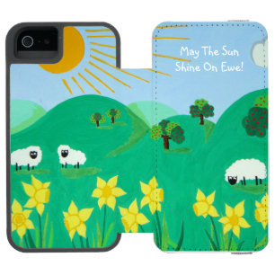 Coque-portefeuille iPhone 5 Incipio Watson™ Illustration pittoresque de moutons mignons au sol
