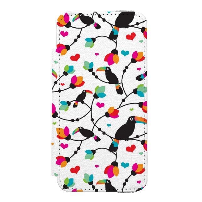 Coque Portefeuille Incipio Pour iPhone illustration tropicale d'oiseau mignon de toucan (Folio Devant)