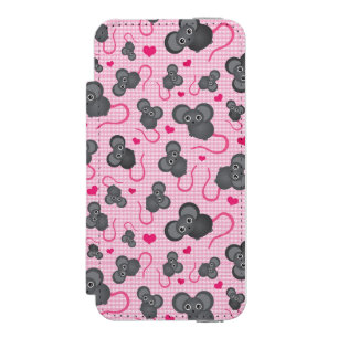 Coque-portefeuille iPhone 5 Incipio Watson™ J'aime mon motif de souris dans le rose