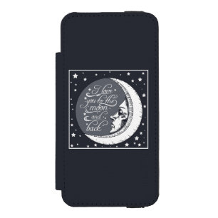 Coque-portefeuille iPhone 5 Incipio Watson™ Je t'aime à la lune et au dos