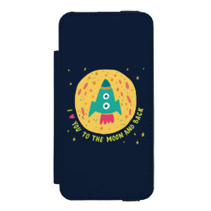 Coque-portefeuille iPhone 5 Incipio Watson™ Je t'aime à la lune et au Rocketship arrière