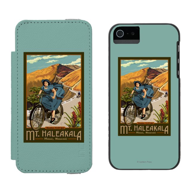 Coque Portefeuille Incipio Pour iPhone La bicyclette de Mt. Haleakala monte Hawaï (Côté par côté)