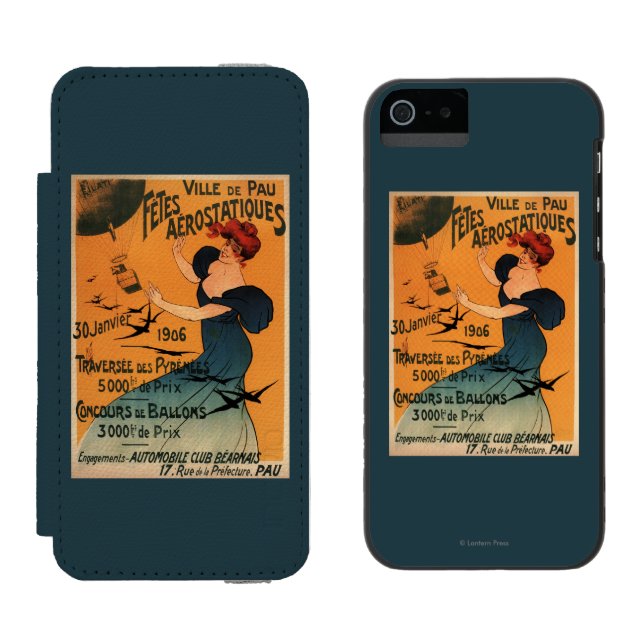 Coque Portefeuille Incipio Pour iPhone La femme Rouge-Dirigée attend l'affiche d'oiseaux (Côté par côté)