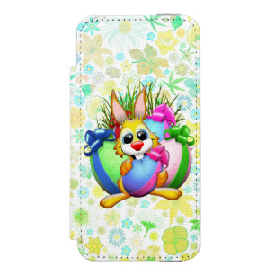Coque-portefeuille iPhone 5 Incipio Watson™ Lapin drôle mordant un œuf de Pâques
