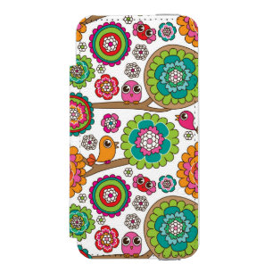 Coque-portefeuille iPhone 5 Incipio Watson™ le griffonnage fleurit le motif d'arrière - plan