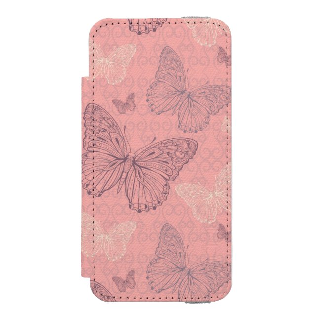 Coque Portefeuille Incipio Pour iPhone Le rose de papillon (Folio Devant)