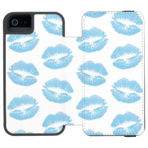 Coque-portefeuille iPhone 5 Incipio Watson™ Lèvres Bleues, Motif De Lèvres, Bleu, Baiser
