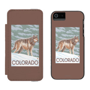 Coque-portefeuille iPhone 5 Incipio Watson™ Loup gris StandingColorado