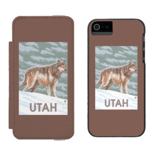 Coque-portefeuille iPhone 5 Incipio Watson™ Loup gris StandingUtah