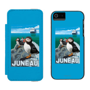 Coque-portefeuille iPhone 5 Incipio Watson™ Macareux et bateau de croisière - Juneau, Alaska
