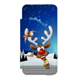 Coque-portefeuille iPhone 5 Incipio Watson™ Mème de Noël drôle de renne qui regarde par-dessus