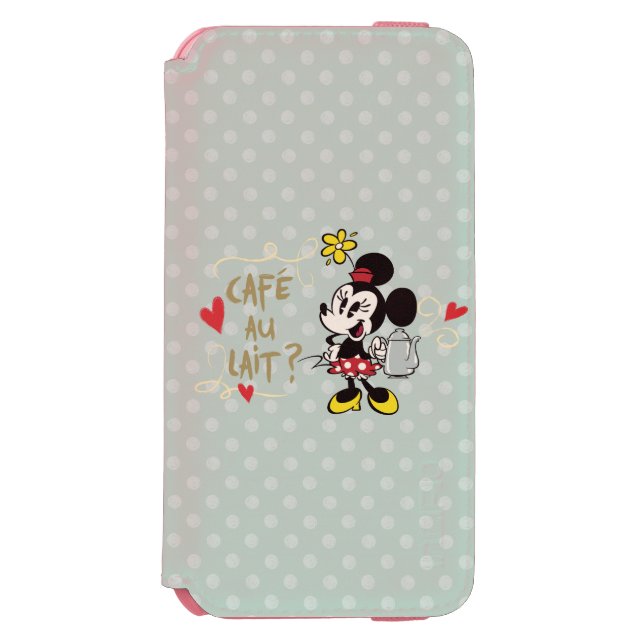 Coque Portefeuille Incipio Pour iPhone Minnie française | Café au Lait ? (Folio Devant)