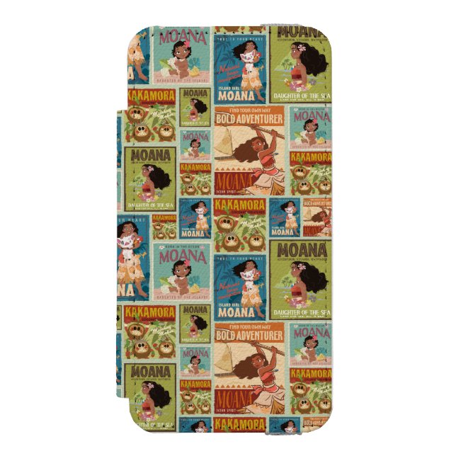 Coque Portefeuille Incipio Pour iPhone Moana| Motif d'affichage rétro (Folio Devant)