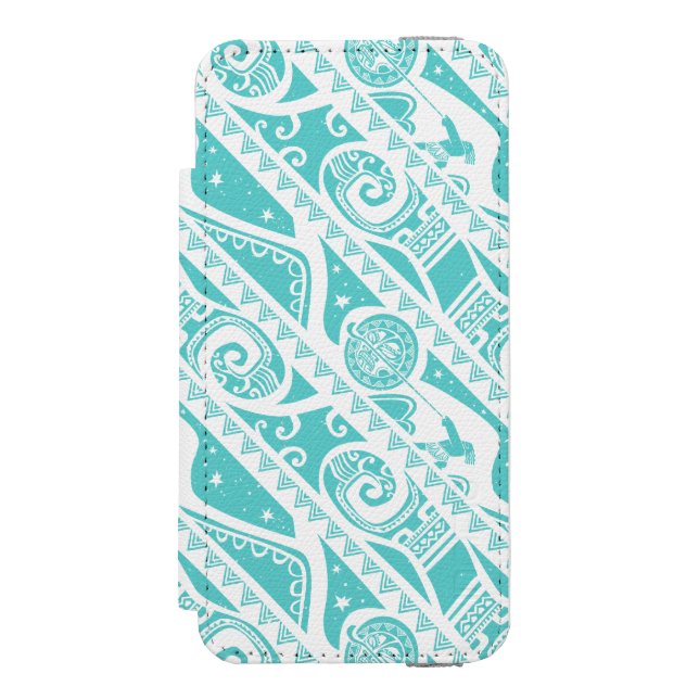 Coque Portefeuille Incipio Pour iPhone Moana| Motif tribal Turquoise (Folio Devant)
