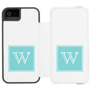 Coque-portefeuille iPhone 5 Incipio Watson™ Monogramme Carré Turquoise