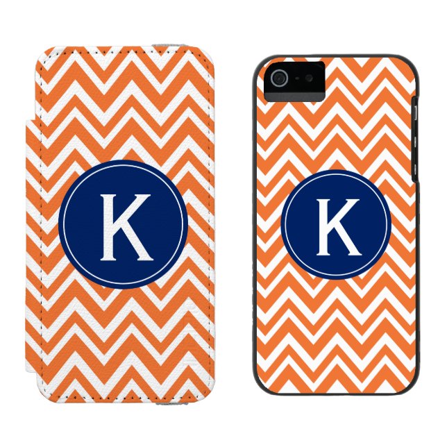 Coque Portefeuille Incipio Pour iPhone Monogramme Orange Zigzag Motif (Côté par côté)