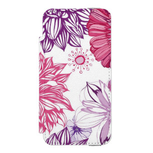 Coque-portefeuille iPhone 5 Incipio Watson™ Motif avec les asters et le dahlia roses