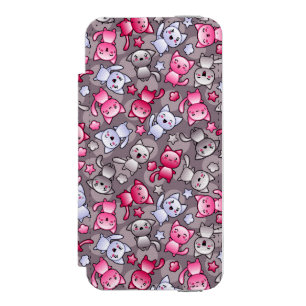 Coque-portefeuille iPhone 5 Incipio Watson™ motif avec les chats mignons de griffonnage de