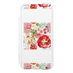 Coque-portefeuille iPhone 5 Incipio Watson™ Motif avec les fleurs rouges