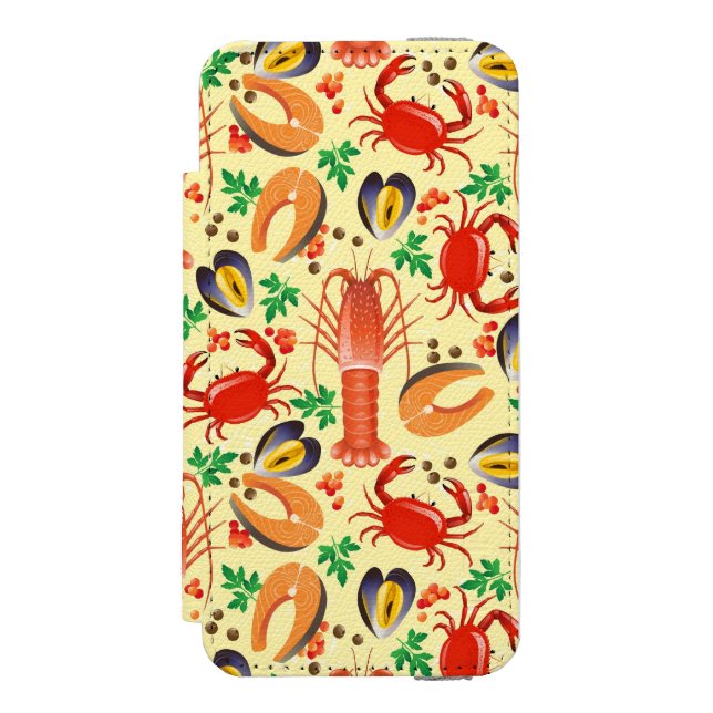 Coque Portefeuille Incipio Pour iPhone Motif de fruits de mer (Folio Devant)