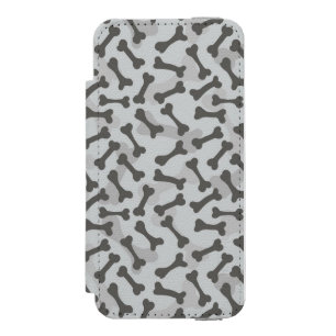 Coque-portefeuille iPhone 5 Incipio Watson™ Motif de texture d'os à fond gris