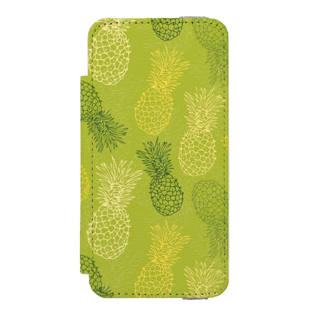 Coque Portefeuille Incipio Pour iPhone Motif d'ensemble d'ananas sur le vert (Folio Devant)