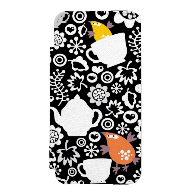 Coque Portefeuille Incipio Pour iPhone Motif d'oiseaux et de tasses (Folio Devant)