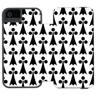 Coque-portefeuille iPhone 5 Incipio Watson™ Motif Ermine, Motif médiéval, noir sur blanc