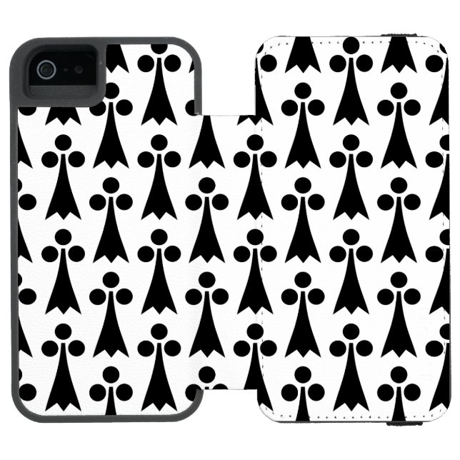 Coque Portefeuille Incipio Pour iPhone Motif Ermine, Motif Médiéval, Noir sur Blanc (Folio Ouvert)