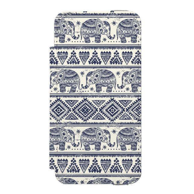 Coque Portefeuille Incipio Pour iPhone Motif ethnique bleu d'éléphant (Folio Devant)