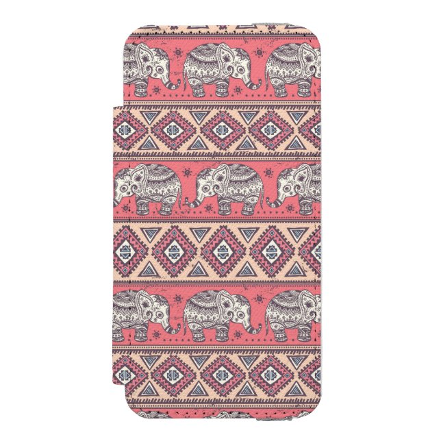 Coque Portefeuille Incipio Pour iPhone Motif ethnique rose d'éléphant (Folio Devant)