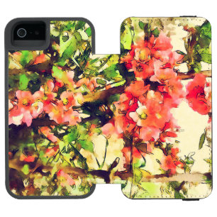 Coque-portefeuille iPhone 5 Incipio Watson™ Motif floral aquarelle rouge rose 1
