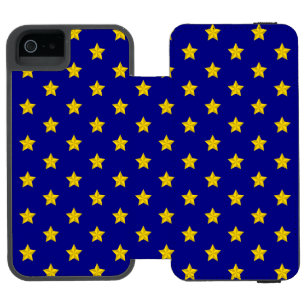 Coque-portefeuille iPhone 5 Incipio Watson™ Motif Gold Stars, Bleu Marine, Exclusive