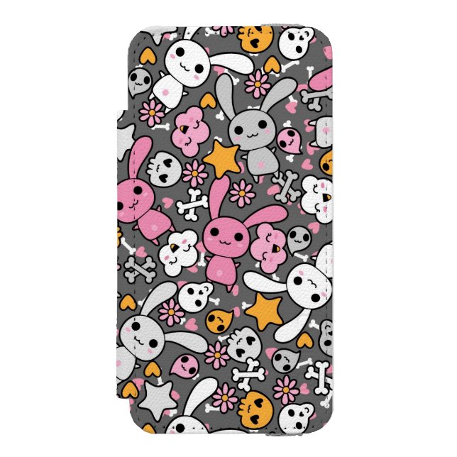 Coque Portefeuille Incipio Pour iPhone motif gris de kawaii (Folio Devant)