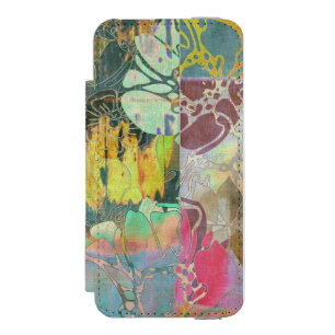 Coque-portefeuille iPhone 5 Incipio Watson™ Motif grunge floral d'art