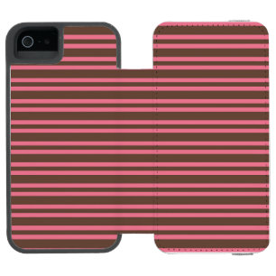 Coque-portefeuille iPhone 5 Incipio Watson™ Motif sans fin à rayures roses et marron