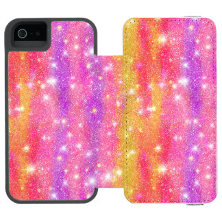 Coque-portefeuille iPhone 5 Incipio Watson™ Motif scintillant de paillettes rose orange violet
