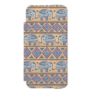 Coque-portefeuille iPhone 5 Incipio Watson™ Motif tribal d'éléphant ethnique bleu