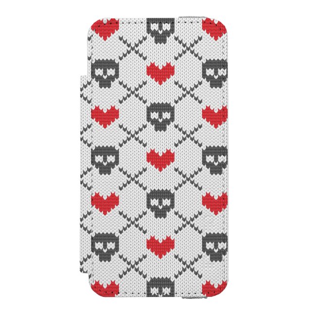 Coque Portefeuille Incipio Pour iPhone Motif tricoté avec des crânes (Folio Devant)