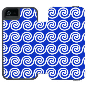 Coque-portefeuille iPhone 5 Incipio Watson™ Motif Vagues Clé Méandre Grec Bleu