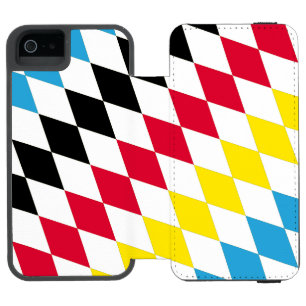 Coque-portefeuille iPhone 5 Incipio Watson™ Noir rouge jaune Bavaria Motif Drapeau Diamant
