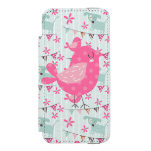 Coque-portefeuille iPhone 5 Incipio Watson™ Oiseaux, Chiens, Bannières, Fleurs