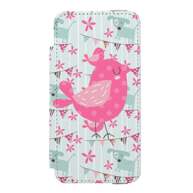 Coque Portefeuille Incipio Pour iPhone Oiseaux, Chiens, Bannières, Fleurs (Folio Devant)