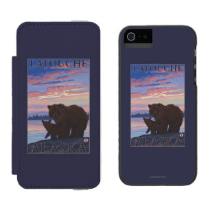 Coque-portefeuille iPhone 5 Incipio Watson™ Ours et CUB - Latouche, Alaska