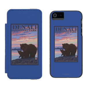 Coque-portefeuille iPhone 5 Incipio Watson™ Ours et CUB - parc national de Denali, Alaska
